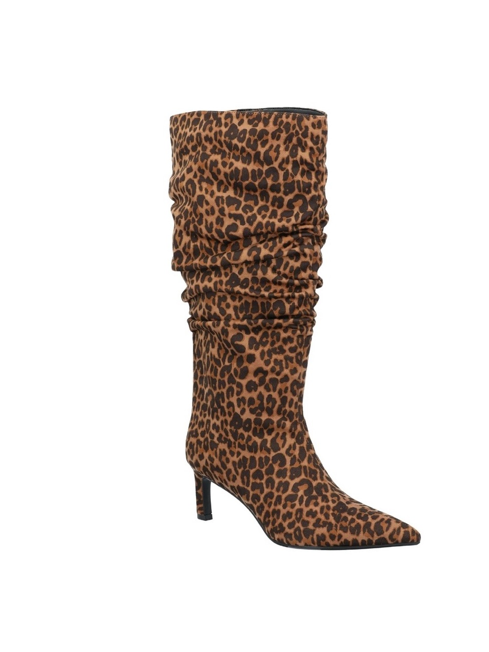 NWT Time & Tru Women’s Faux Suede Leopard Slouch Boots w/ Kitten Heel—sz 8